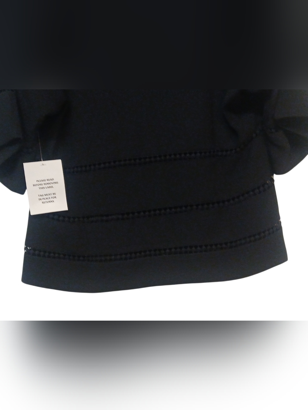 Maette - NWT, Black V-Neck Blouse, Embroidered Embellishments, Short Sleeves,... - Picture 9 of 10